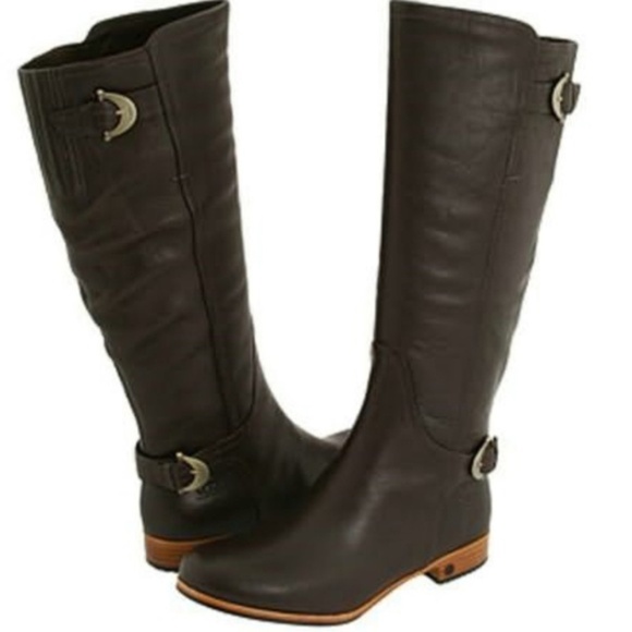 UGG Australia Amberlee Brown Leather Riding Boots - Picture 4 of 11